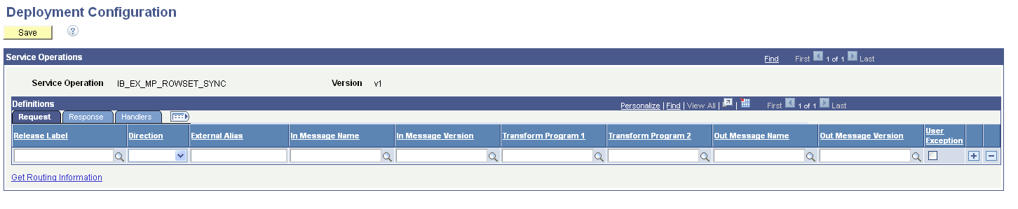 Deployment Configuration grid Deployment Configuration grid