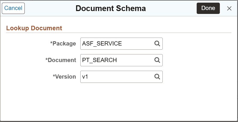 Document Schema dialog box