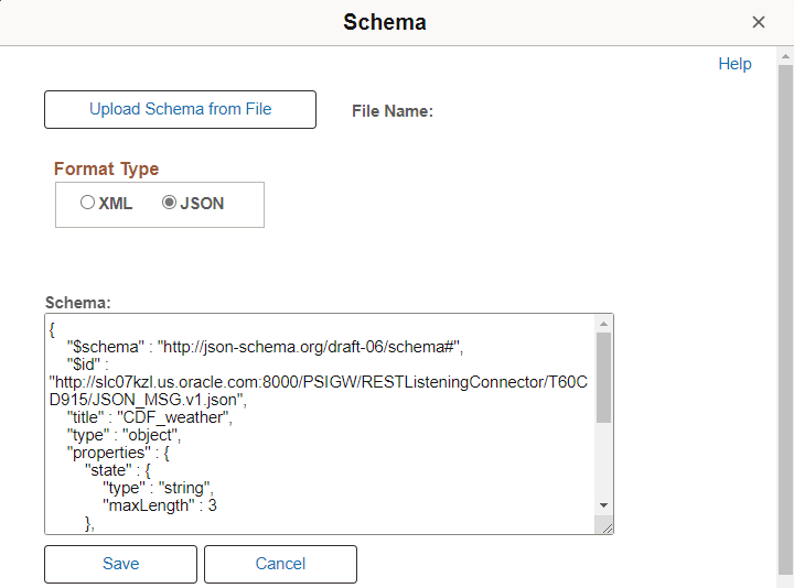 Edit Schema page