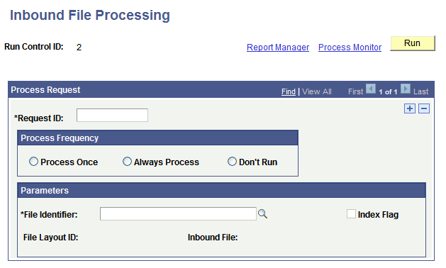 Inbound File Processing page Inbound File Processing page