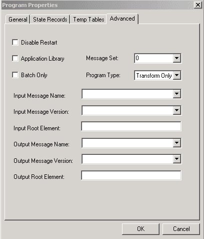 Program Properties - Advanced tab Program Properties - Advanced tab