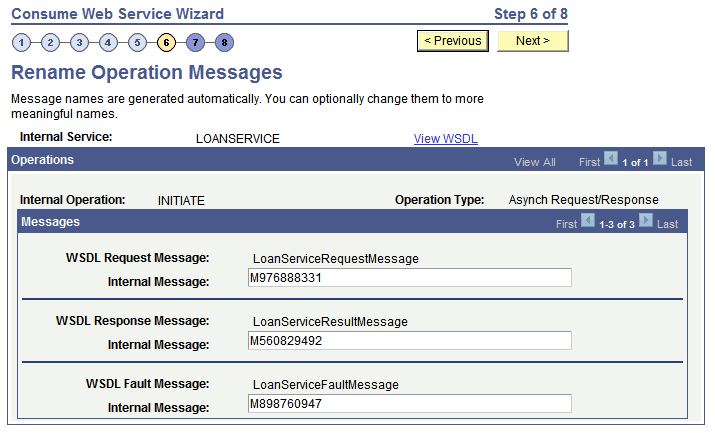 Rename Operation Messages page