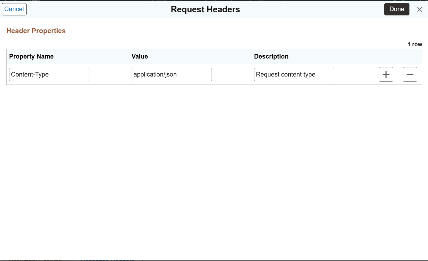 Request Headers dialog box