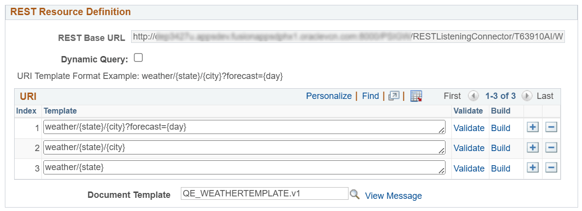 REST Resource Definition section for REST Services that do not use Open API