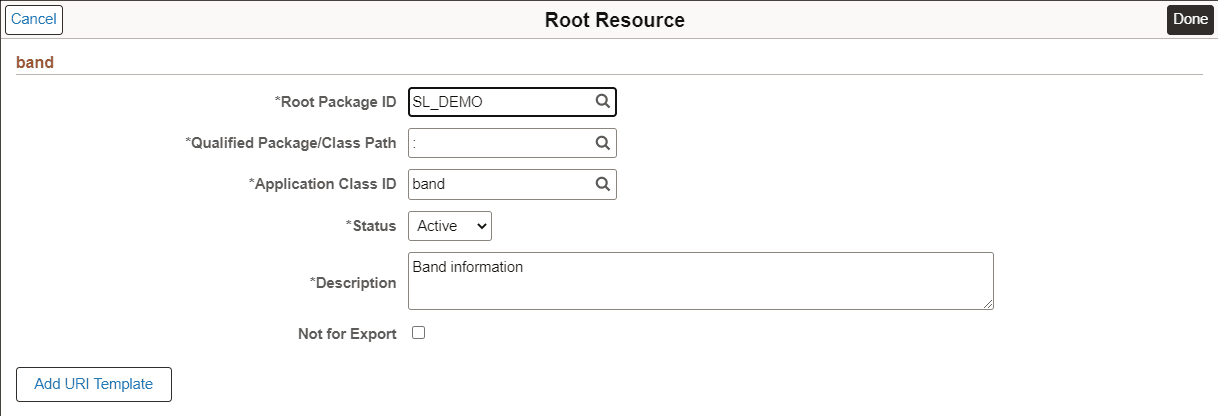 Root Resource page