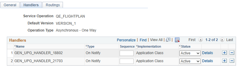 Service Operations - Handlers page Service Operations - Handlers page