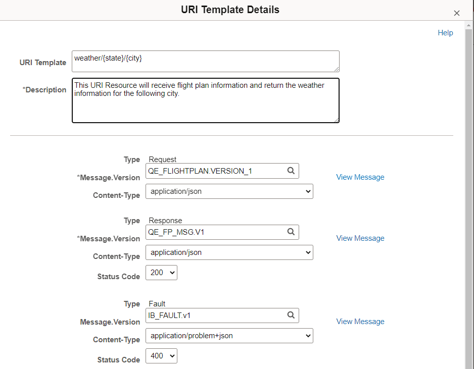 URI Template Details page URI Template Details page