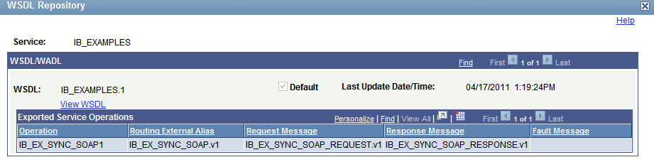 WSDL Repository page WSDL Repository page