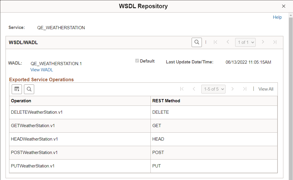 WSDL Repository page WSDL Repository page