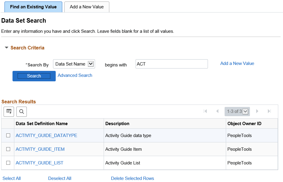 Data Set Search Results Data Set Search Results