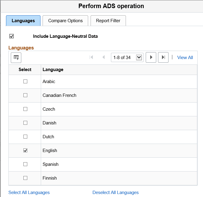 Languages page Languages page