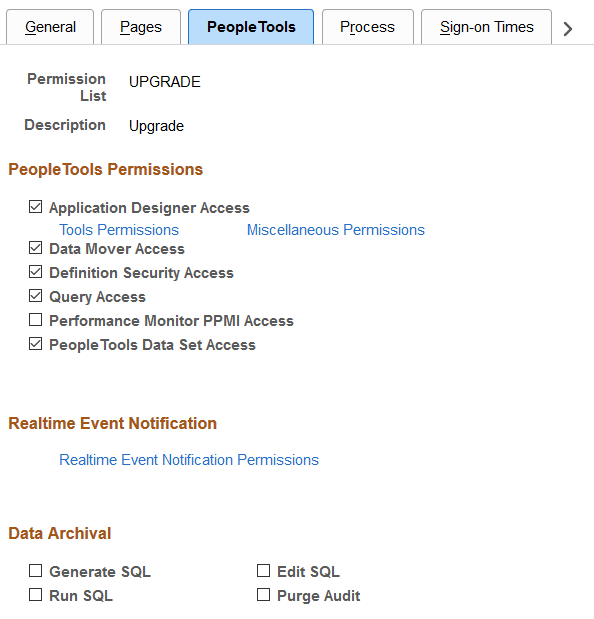 Permission List - Tools page Permission List - Tools page