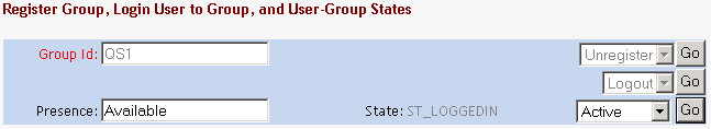 Register Group, Login User to Group, and User-Group States group box Register Group, Login User to Group, and User-Group States group box