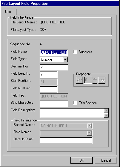 File layout Field Properties File layout Field Properties