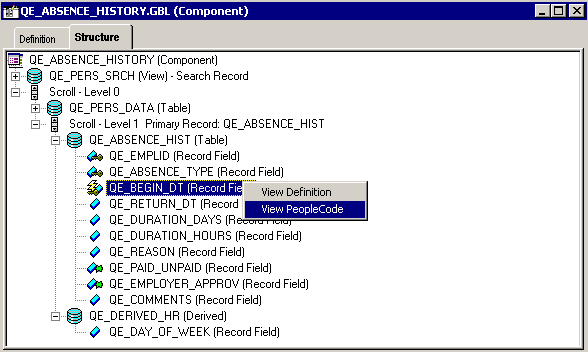 Accessing component record field PeopleCode from the component structure Accessing component record field PeopleCode from the component structure