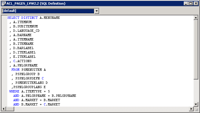 Example of the SQL Editor window Example of the SQL Editor window