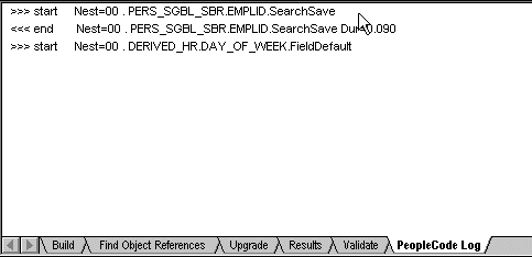 PeopleCode log window PeopleCode log window