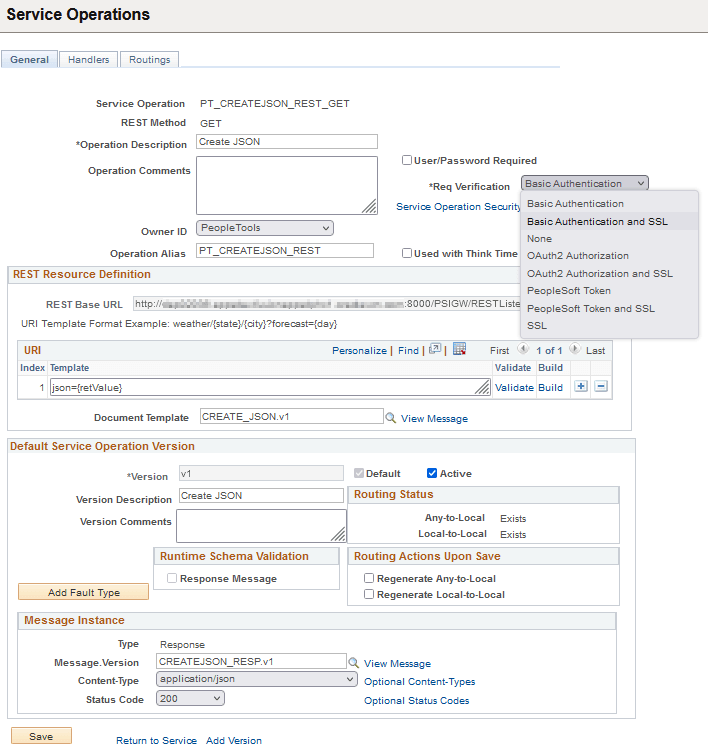 Service Operations General page