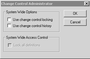 Change Control Administrator dialog box