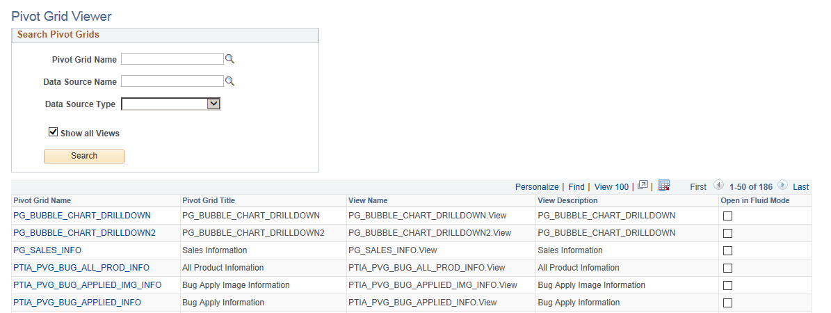 Pivot Grid Viewer search page Pivot Grid Viewer search page