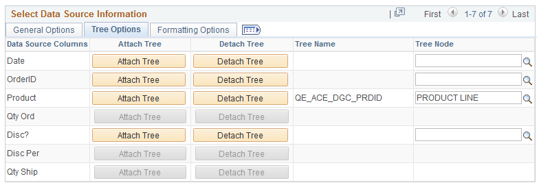 Tree Options section Tree Options section