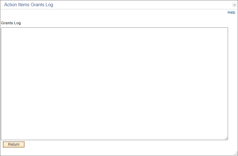 Action Items Grants Log page Action Items Grants Log page