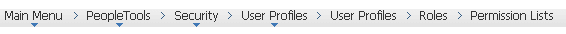 Breadcrumb example after navigating to the Permission Lists component Breadcrumb example after navigating to the Permission Lists component