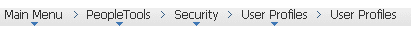 Breadcrumb example on the User Profiles component Breadcrumb example on the User Profiles component