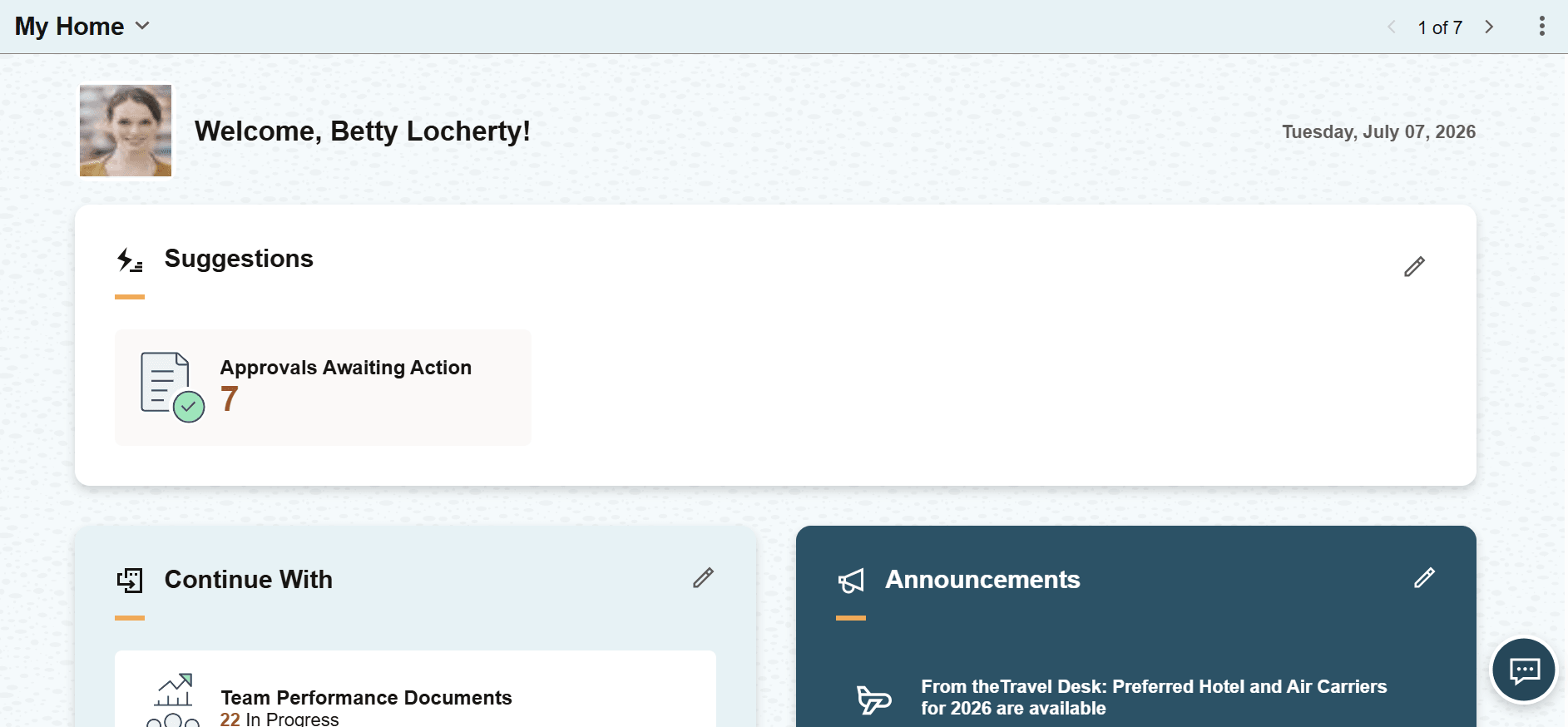 Chat UI floating button on a PeopleSoft homepage Chat UI floating button on a PeopleSoft homepage