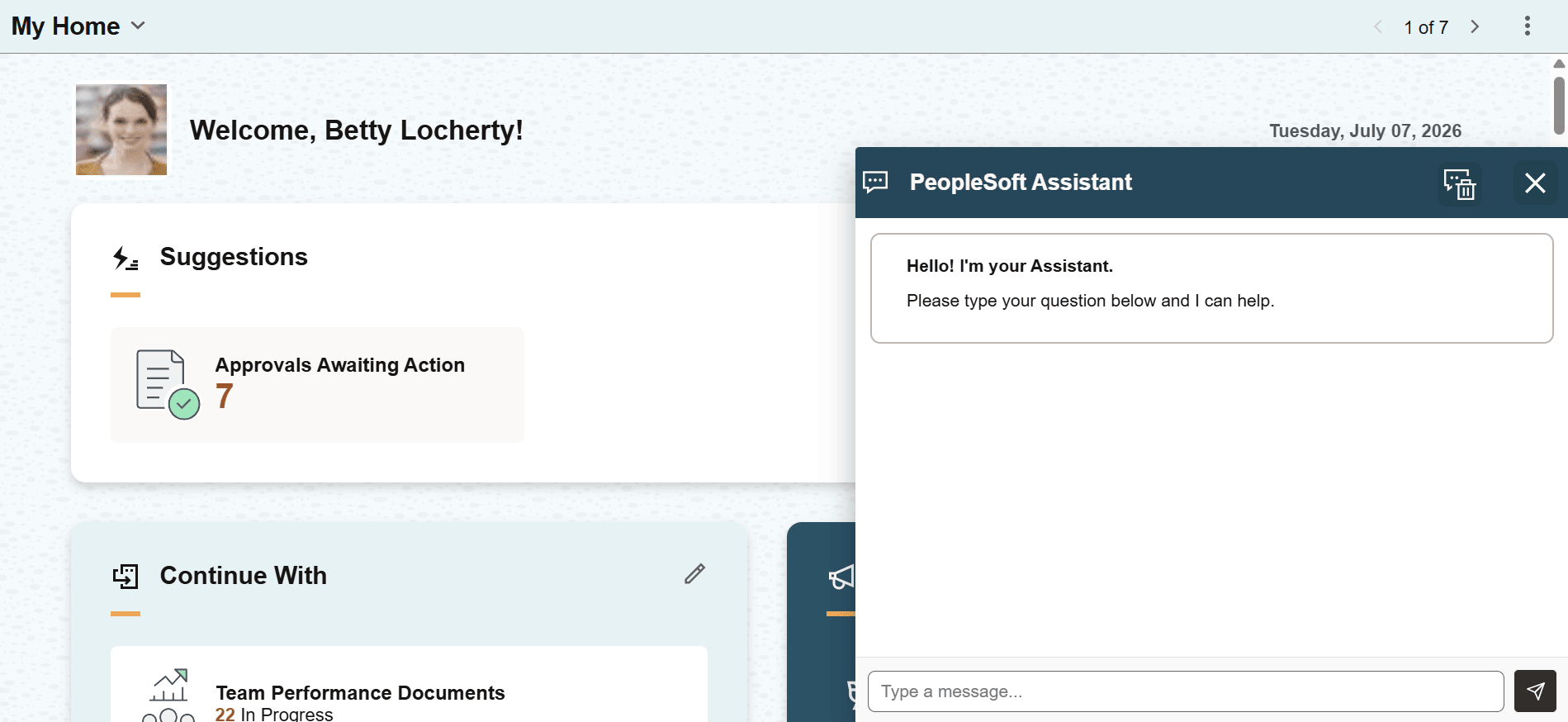 Chat UI window on a PeopleSoft homepage Chat UI window on a PeopleSoft homepage