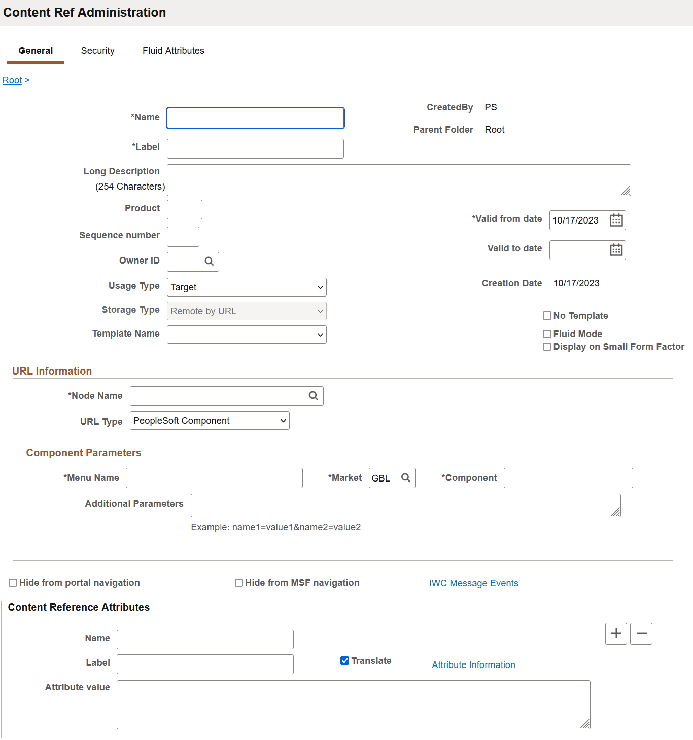 Content Ref Administration page