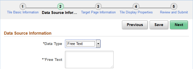 Data Source Information page for the Free Text data type Data Source Information page for the Free Text data type