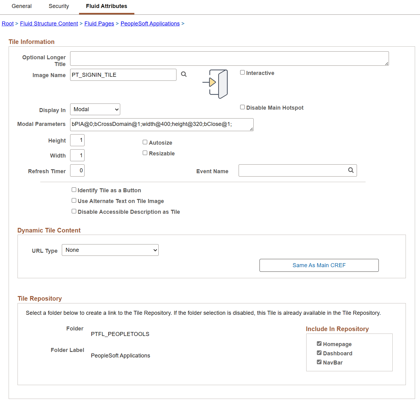 Fluid Attributes page Fluid Attributes page