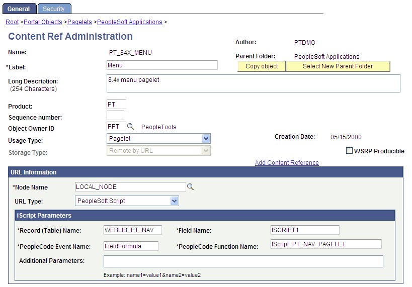 Menu - Classic pagelet after reconfiguration Menu - Classic pagelet after reconfiguration