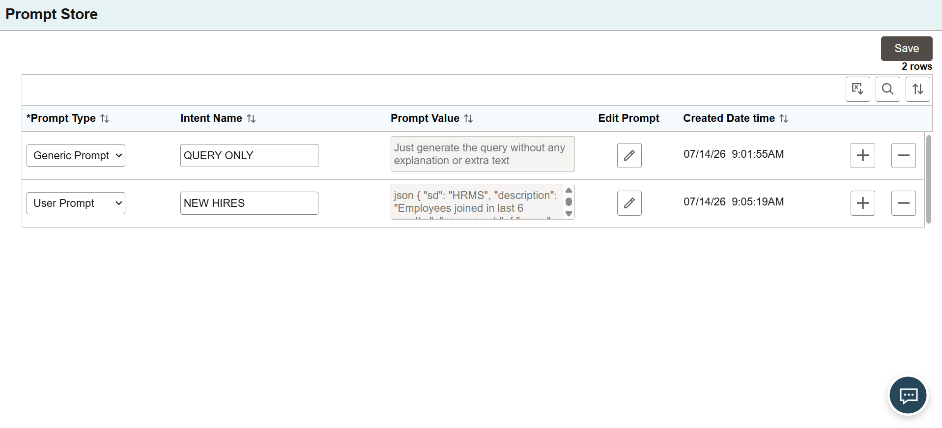 Prompt Store page Prompt Store page