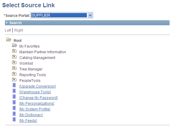 Select Source Link page Select Source Link page