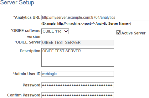 Server Setup page Server Setup page