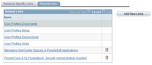 Shared Links page