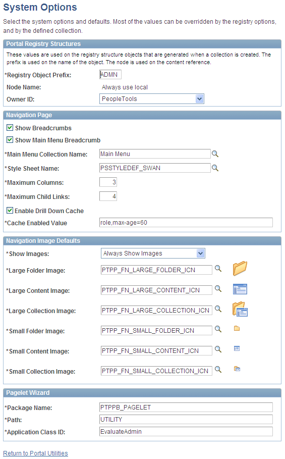 System Options page System Options page