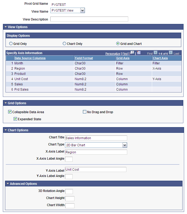View Options section View Options section