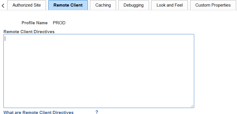 Web Profile Configuration - Remote Client page Web Profile Configuration - Remote Client page
