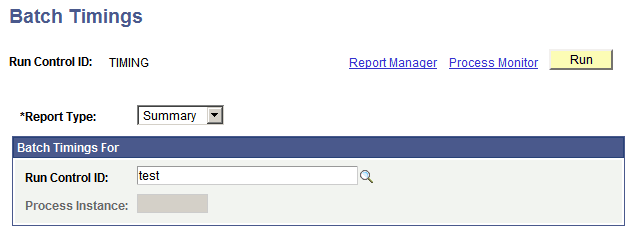 Batch Timings page Batch Timings page