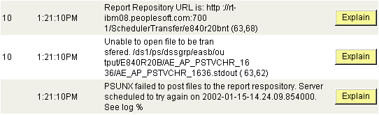 Example of HTTP messages displayed on the Message Log page Example of HTTP messages displayed on the Message Log page