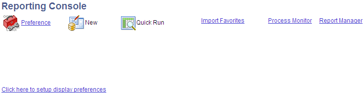 Initial Reporting Console page Initial Reporting Console page