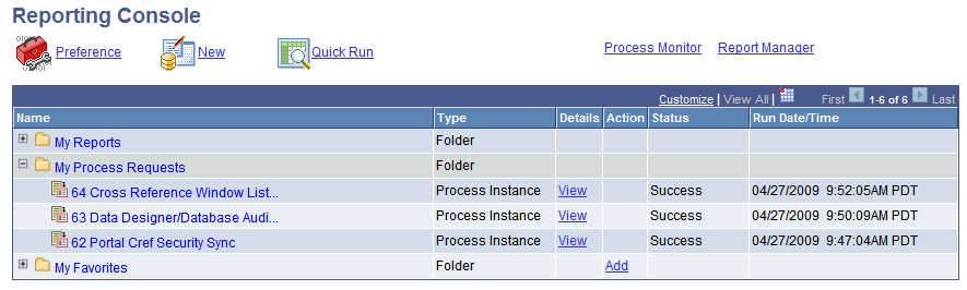 My Processes folder My Processes folder