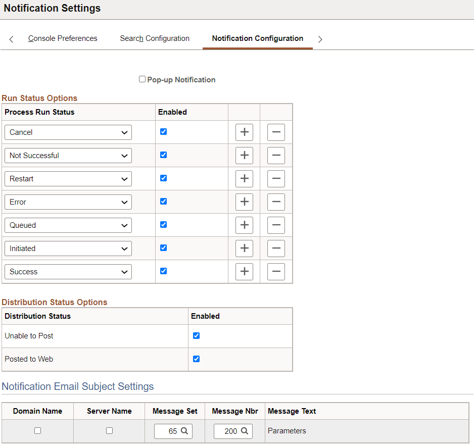 Notification Settings page Notification Settings page