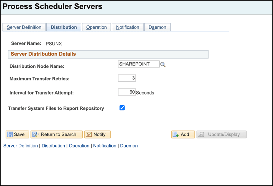 Server Distribution Details