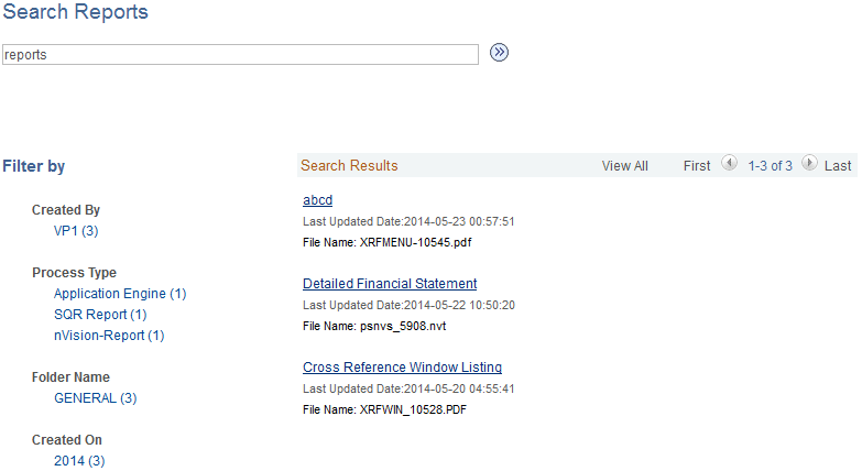 Search Report page Search Report page