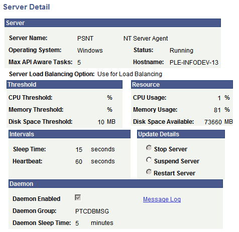 Server Detail page Server Detail page