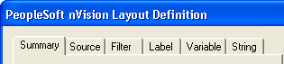 Example of the Layout Definition tabs Example of the Layout Definition tabs